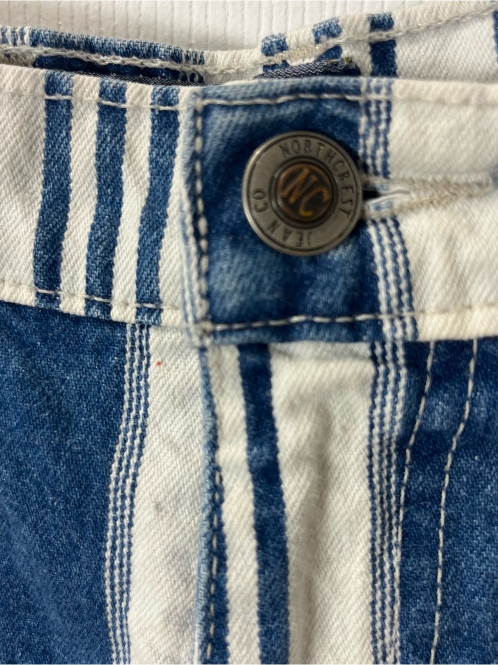 Northcrest Vintage Women Blue and White Stripe High-Waist Bermuda Shorts Size 14 - Picture 3 of 15